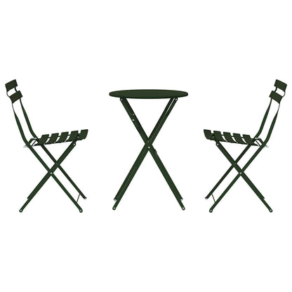 Folding Bistro Set 3 pcs Dark green Steel