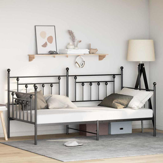 Daybed Frame with Headboard Black 107 x 203 cm Steel