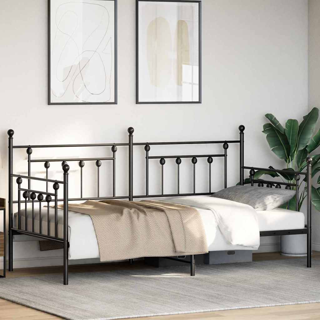 Daybed Frame with Headboard Black 107 x 203 cm Steel