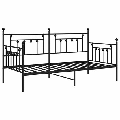 Daybed Frame with Headboard Black 107 x 203 cm Steel