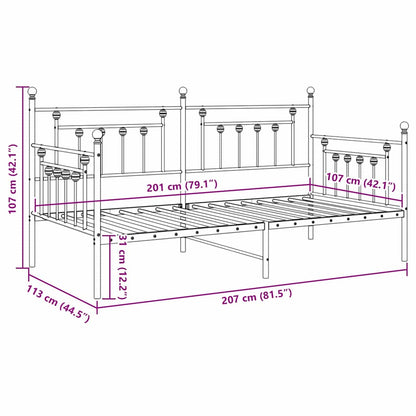 Daybed Frame with Headboard Black 107 x 203 cm Steel