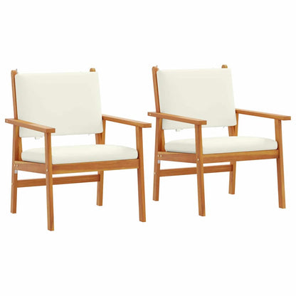 Garden Chair with Cushion 2 pcs Brown Solid Acacia wood