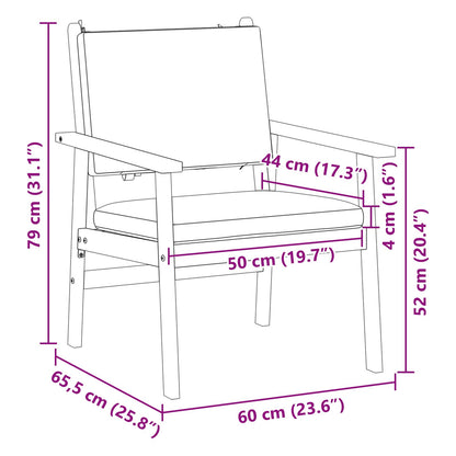 Garden Chair with Cushion 2 pcs Brown Solid Acacia wood