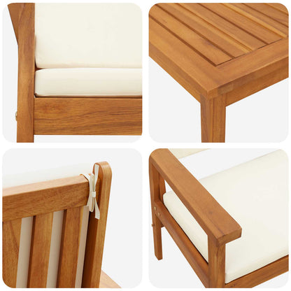 Garden Sofa Set with Cushion 3 pcs Brown Solid Acacia wood