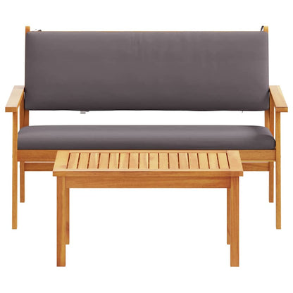 Garden Sofa Set with Cushion 2 pcs Brown Solid Acacia wood