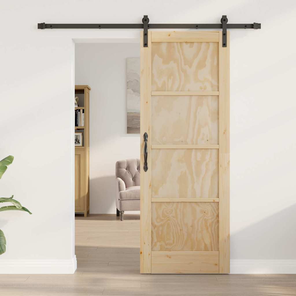 Sliding Door Manual Natural and black 73.5 x 198.5 cm