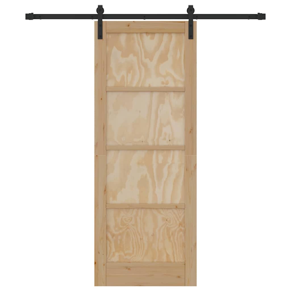 Sliding Door Manual Natural and black 78 x 202 cm