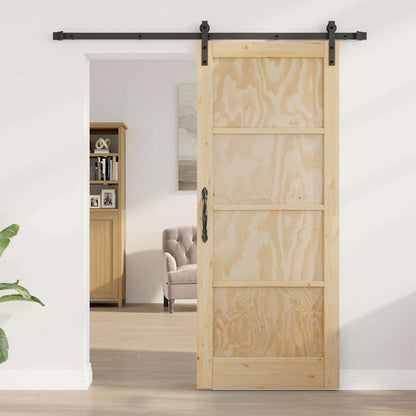 Sliding Door Manual Natural and black 83 x 202 cm