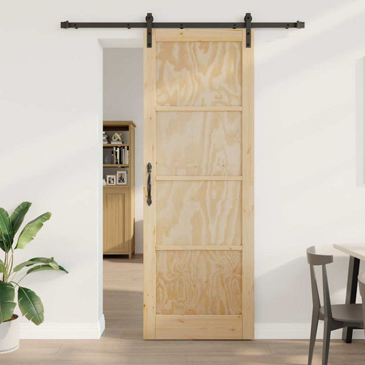 Sliding Door Manual Natural and black 83 x 232 cm