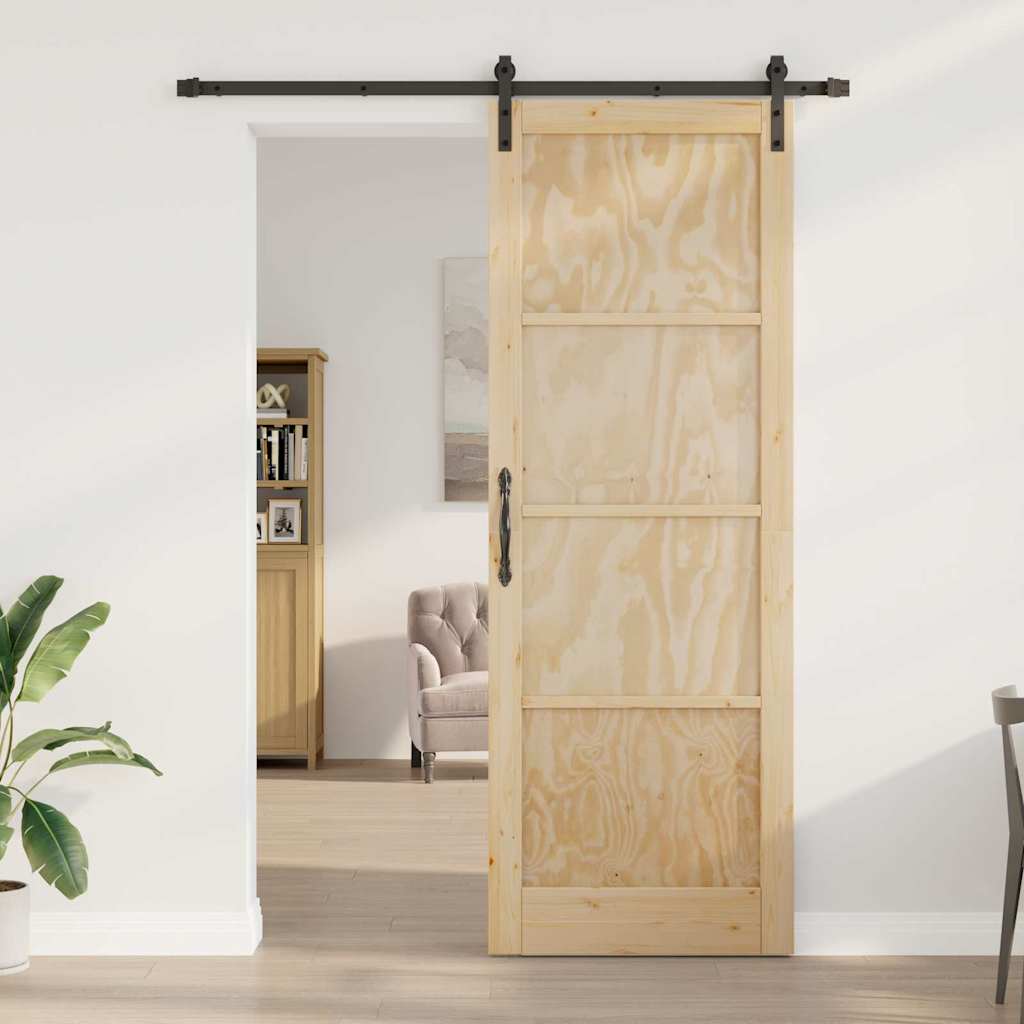 Sliding Door Manual Natural and black 83 x 232 cm