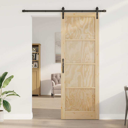 Sliding Door Manual Natural and black 83 x 232 cm