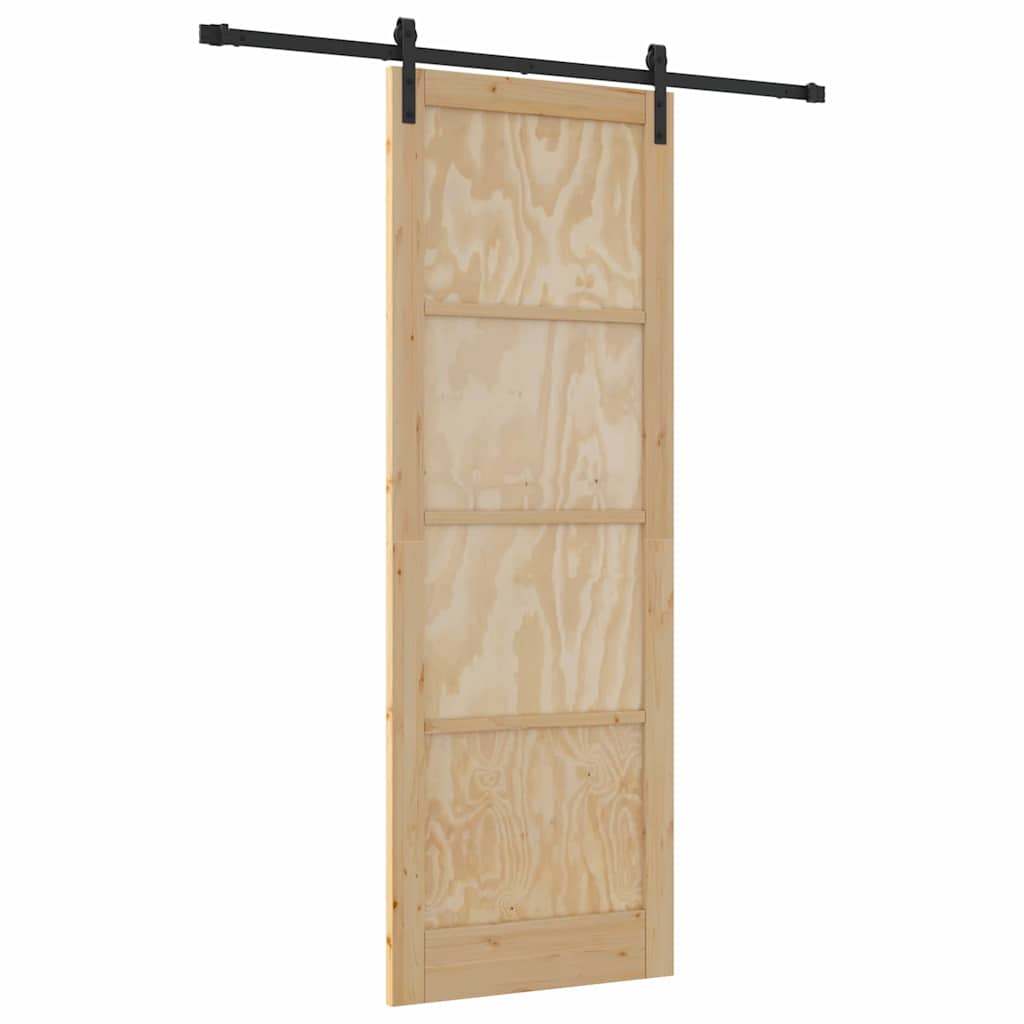 Sliding Door Manual Natural and black 83 x 232 cm