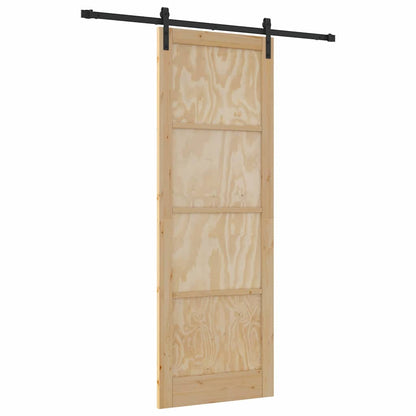 Sliding Door Manual Natural and black 83 x 232 cm