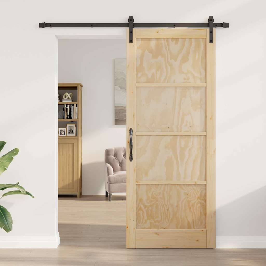 Sliding Door Manual Natural and black 86 x 211 cm
