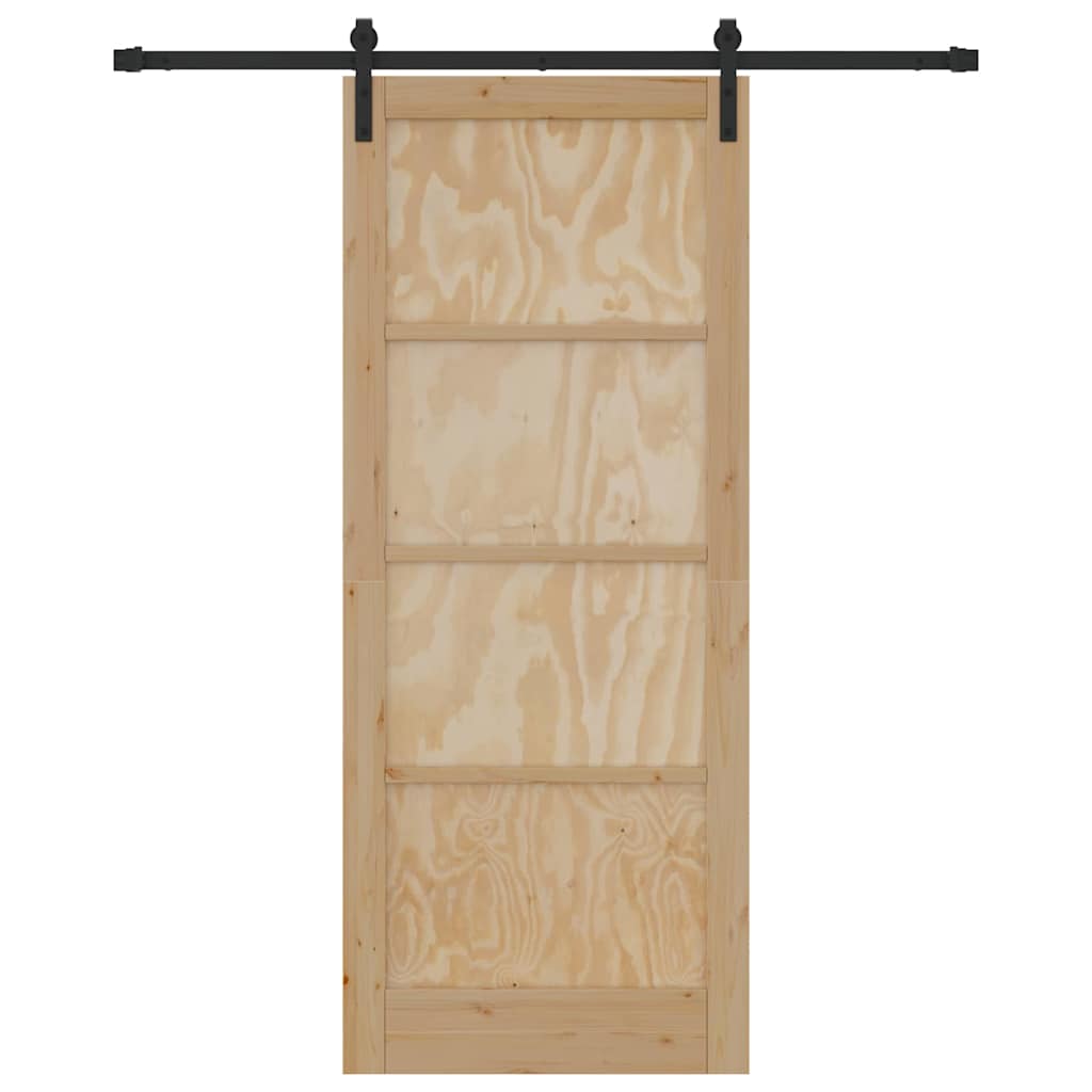 Sliding Door Manual Natural and black 86 x 211 cm