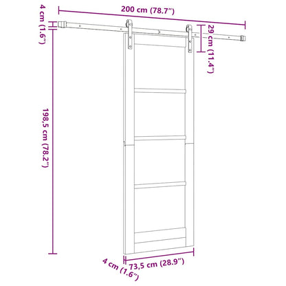 Sliding Door Manual Natural and black 73.5 x 198.5 cm