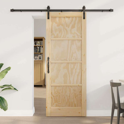 Sliding Door Manual Natural and black 78 x 202 cm