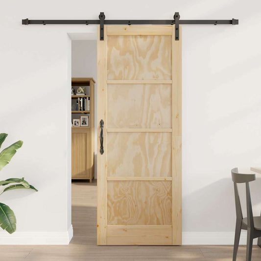 Sliding Door Manual Natural and black 78 x 202 cm