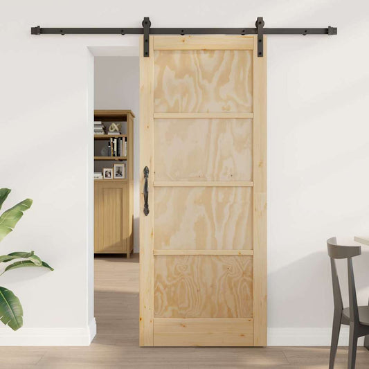 Sliding Door Manual Natural and black 83 x 202 cm