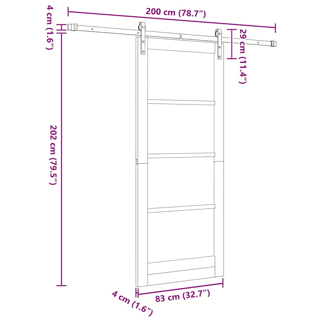 Sliding Door Manual White and black 83 x 202 cm