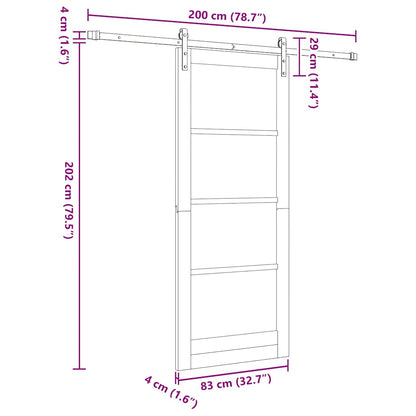 Sliding Door Manual White and black 83 x 202 cm