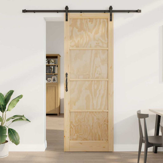 Sliding Door Manual Natural and black 83 x 232 cm