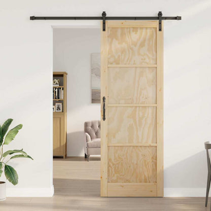 Sliding Door Manual Natural and black 83 x 232 cm