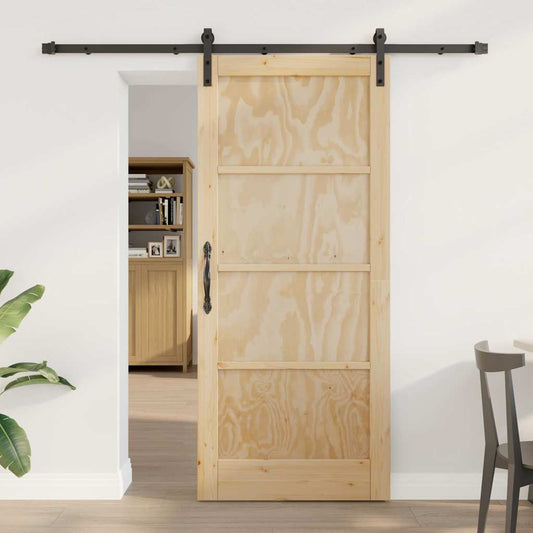 Sliding Door Manual Natural and black 86 x 198.5 cm