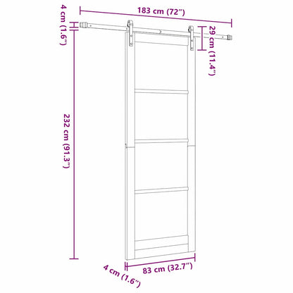 Sliding Door Manual Natural and white 83 x 232 cm