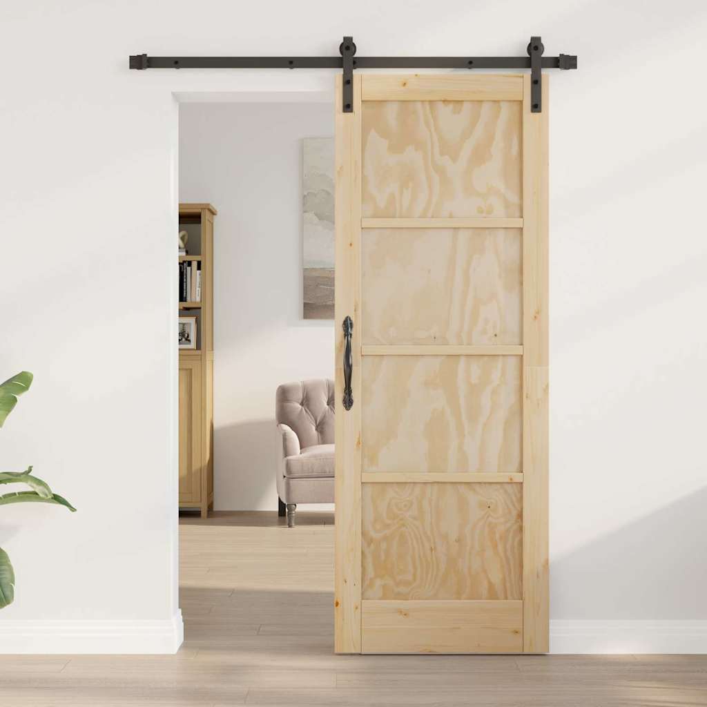 Sliding Door Manual Natural and black 73.5 x 198.5 cm