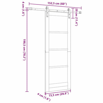 Sliding Door Manual Natural and black 73.5 x 198.5 cm