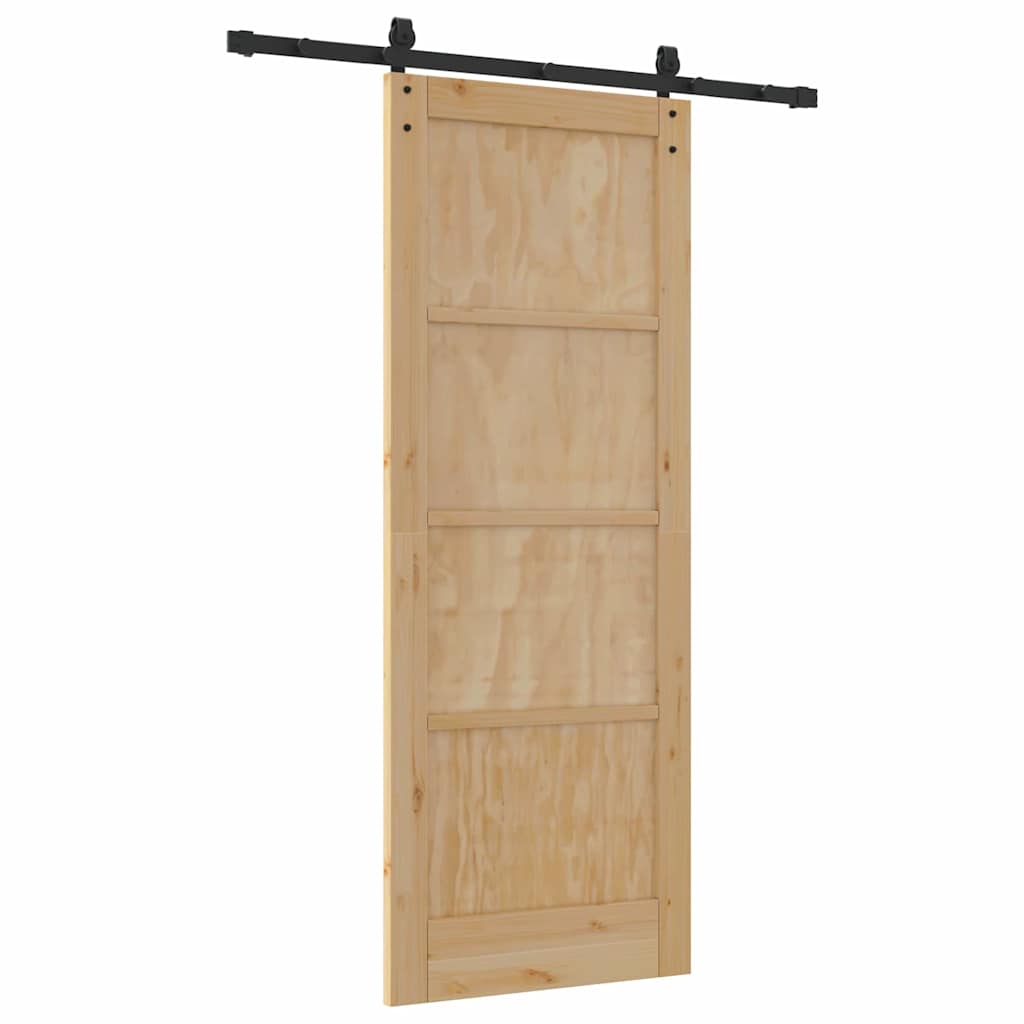 Sliding Door Manual Natural and black 78 x 202 cm
