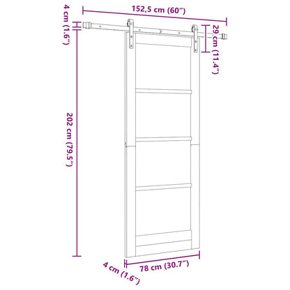 Sliding Door Manual Natural and black 78 x 202 cm