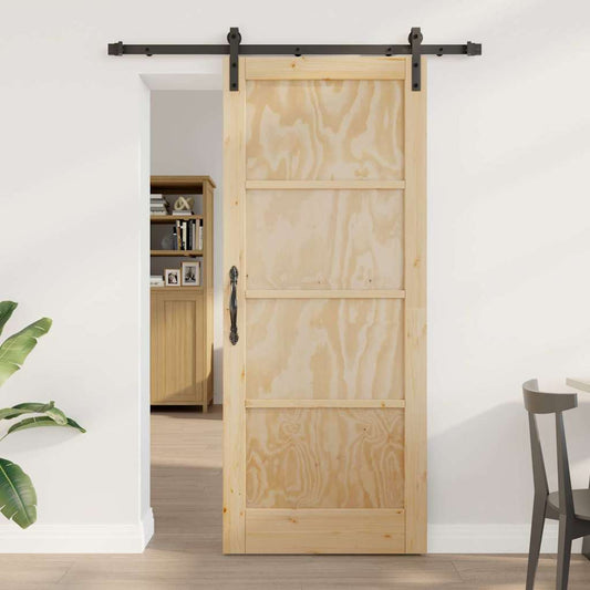 Sliding Door Manual Natural and black 83 x 202 cm