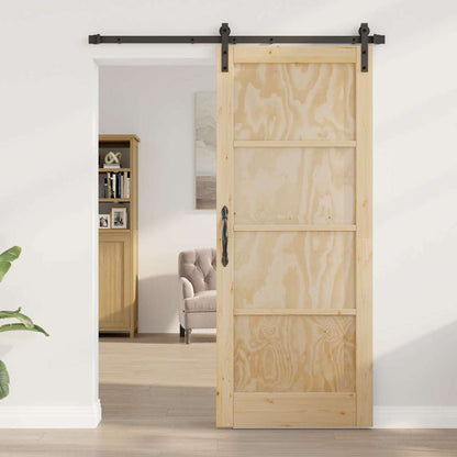 Sliding Door Manual Natural and black 83 x 202 cm