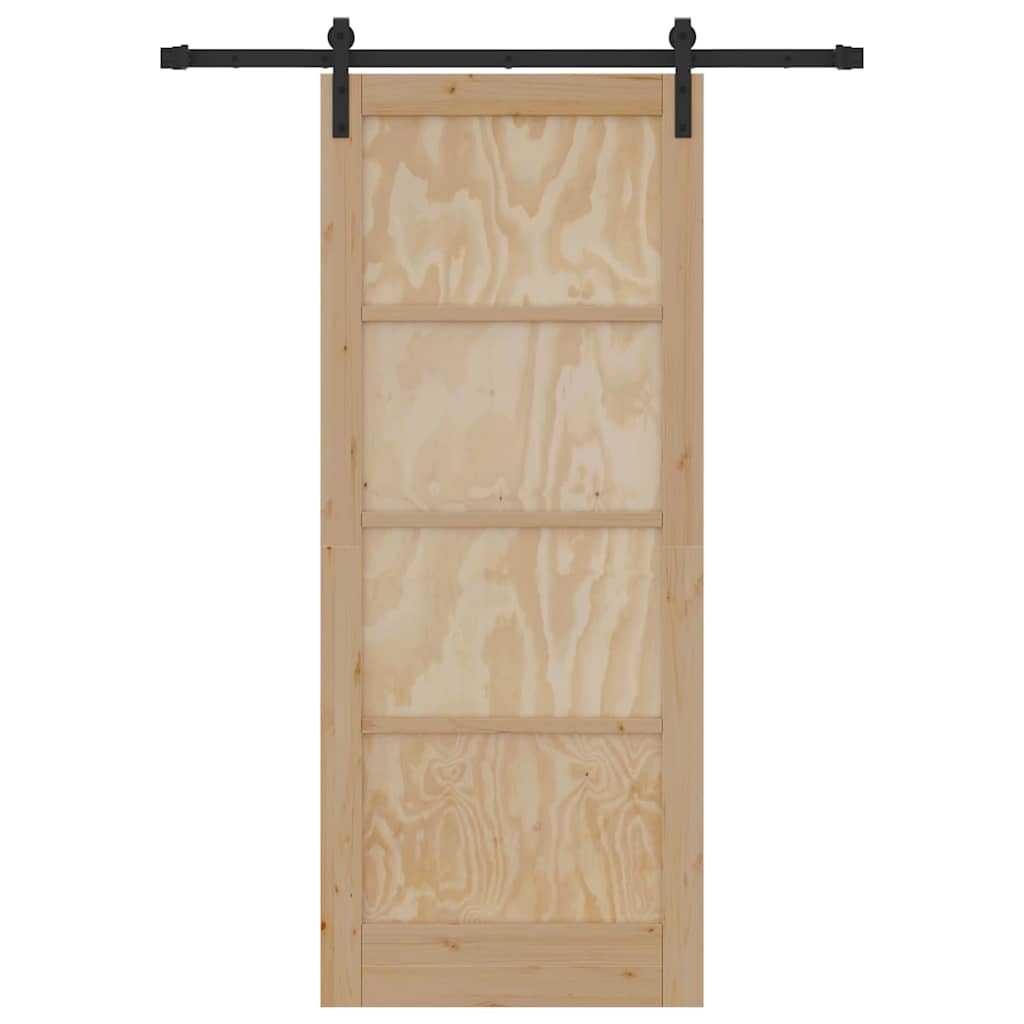 Sliding Door Manual Natural and black 83 x 202 cm