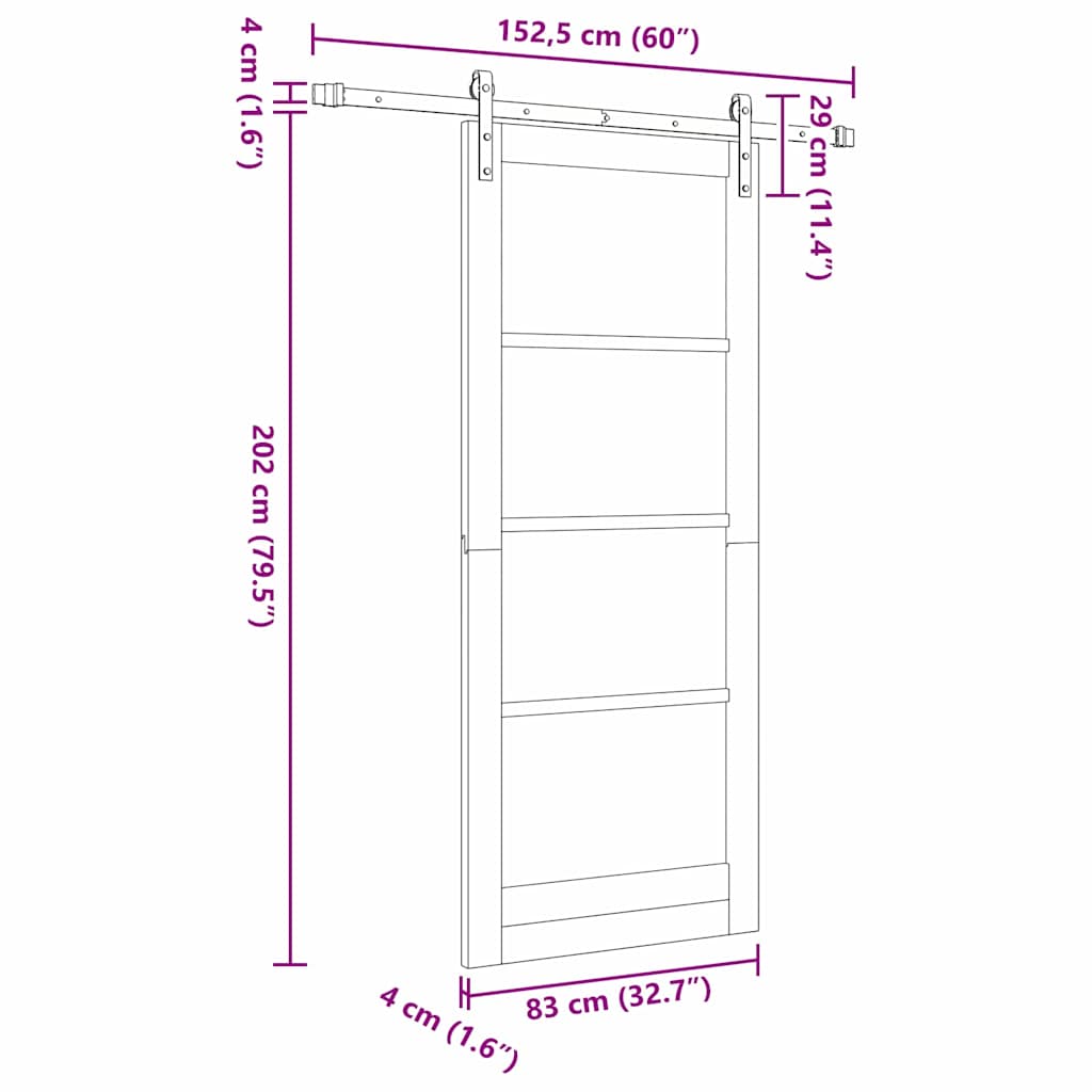 Sliding Door Manual White and black 83 x 202 cm