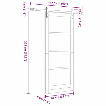 Sliding Door Manual White and black 83 x 202 cm