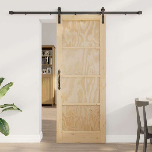 Sliding Door Manual Natural and black 78 x 202 cm