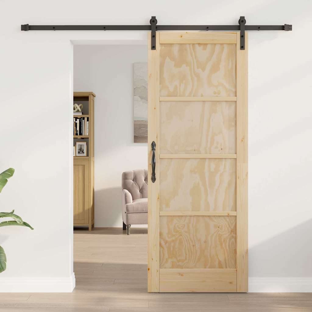 Sliding Door Manual Natural and black 78 x 202 cm