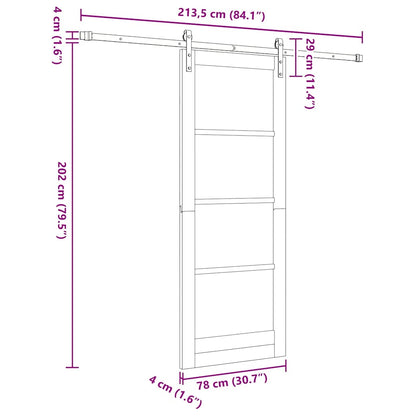 Sliding Door Manual Natural and black 78 x 202 cm