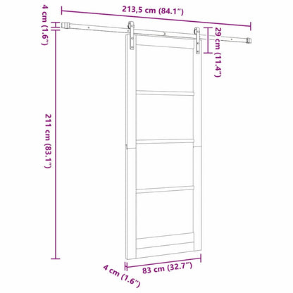 Sliding Door Manual Natural and black 83 x 211 cm
