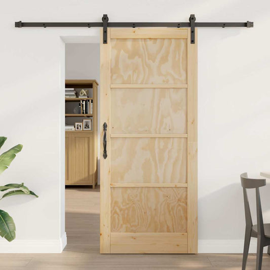 Sliding Door Manual Natural and black 86 x 198.5 cm