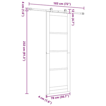 Sliding Door Set Manual Natural and white 78 x 232 cm