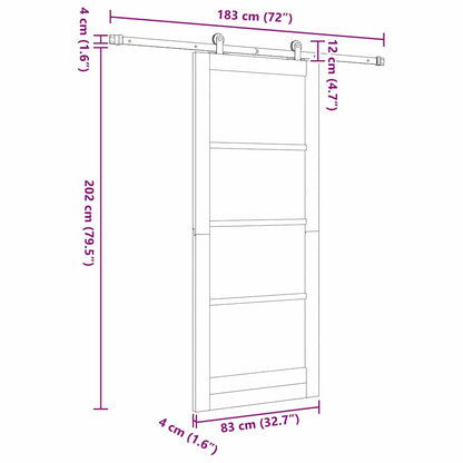 Sliding Door Set Manual Natural and white 83 x 202 cm