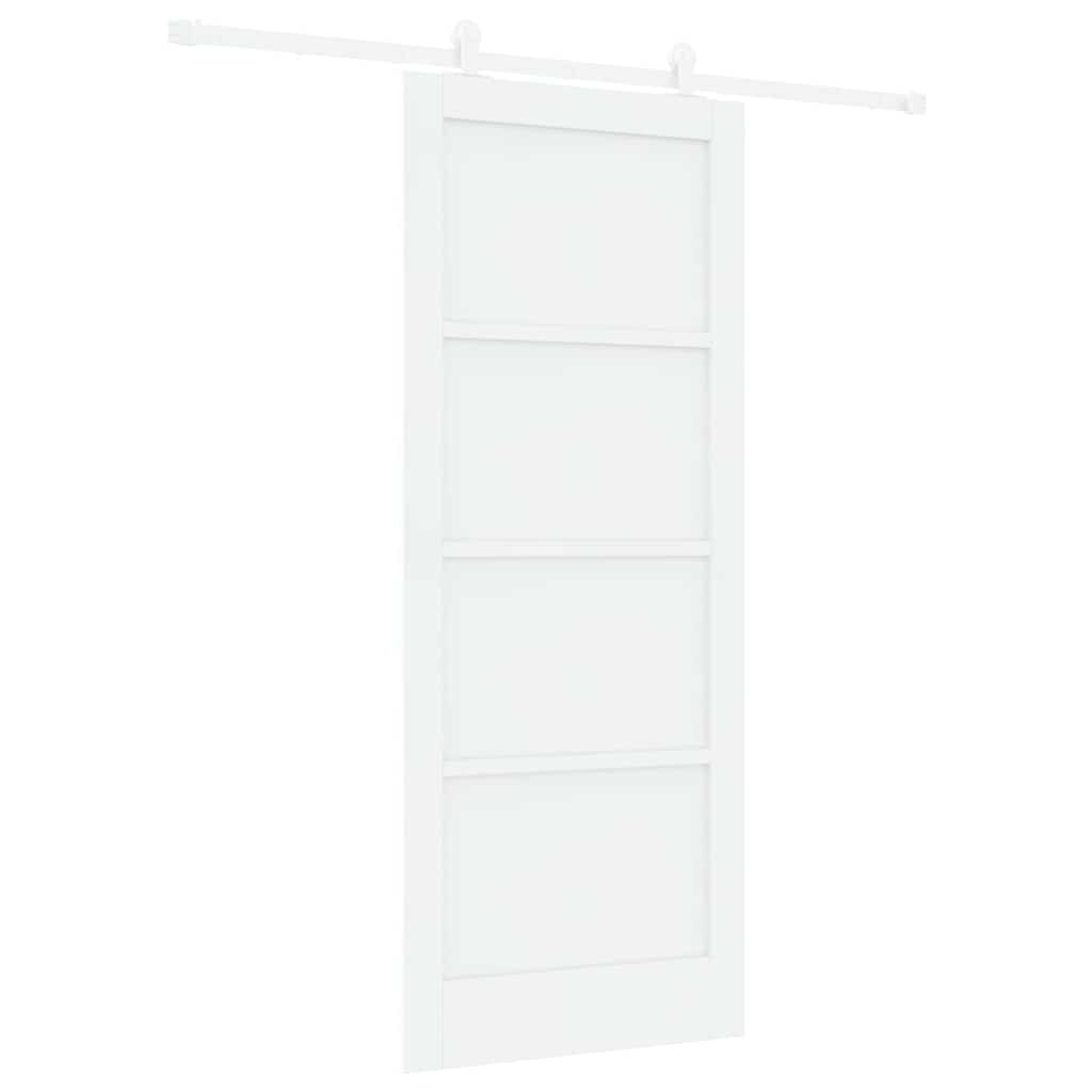 Sliding Door Set White 83 x 202 cm Solid pine wood and steel