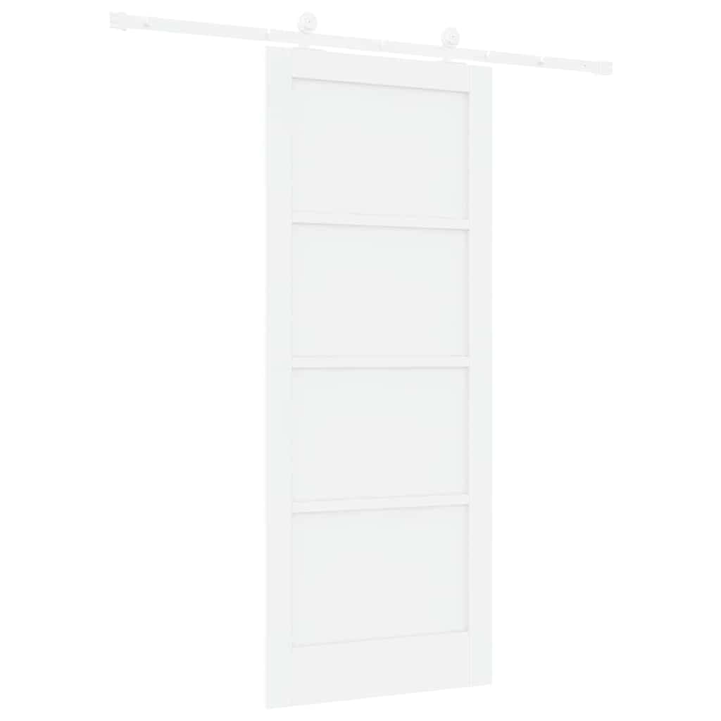 Sliding Door Set White 83 x 202 cm Solid pine wood and steel
