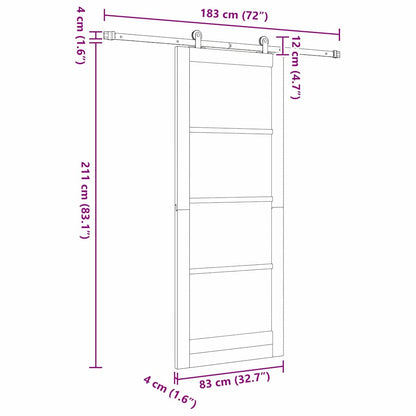 Sliding Door Set Manual Natural and white 83 x 211 cm