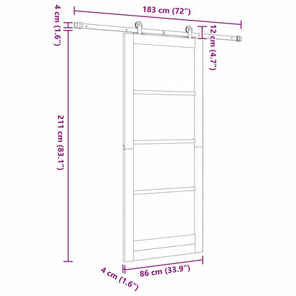 Sliding Door Set Manual Natural and white 86 x 211 cm