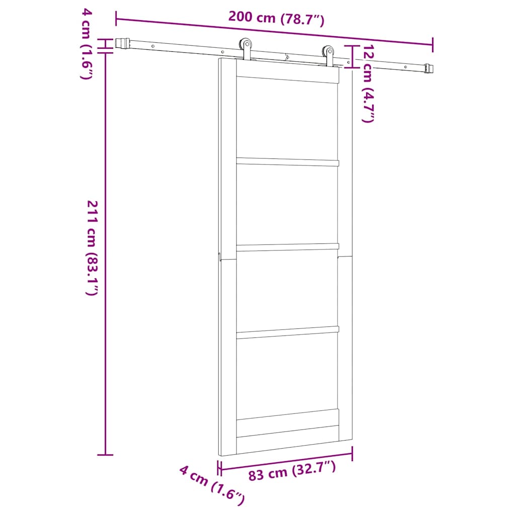 Sliding Door Set Manual ORKDAL Natural and white 83 x 211 cm